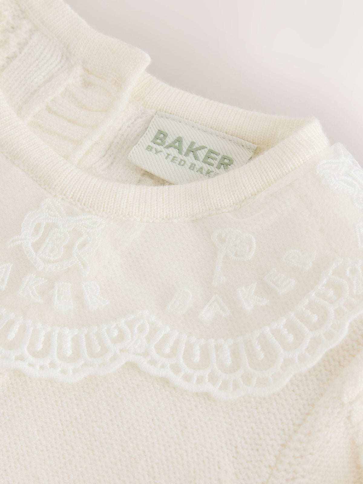 Baker by Ted Baker Cream 2 Piece Organza Collared Cable Knit Set
