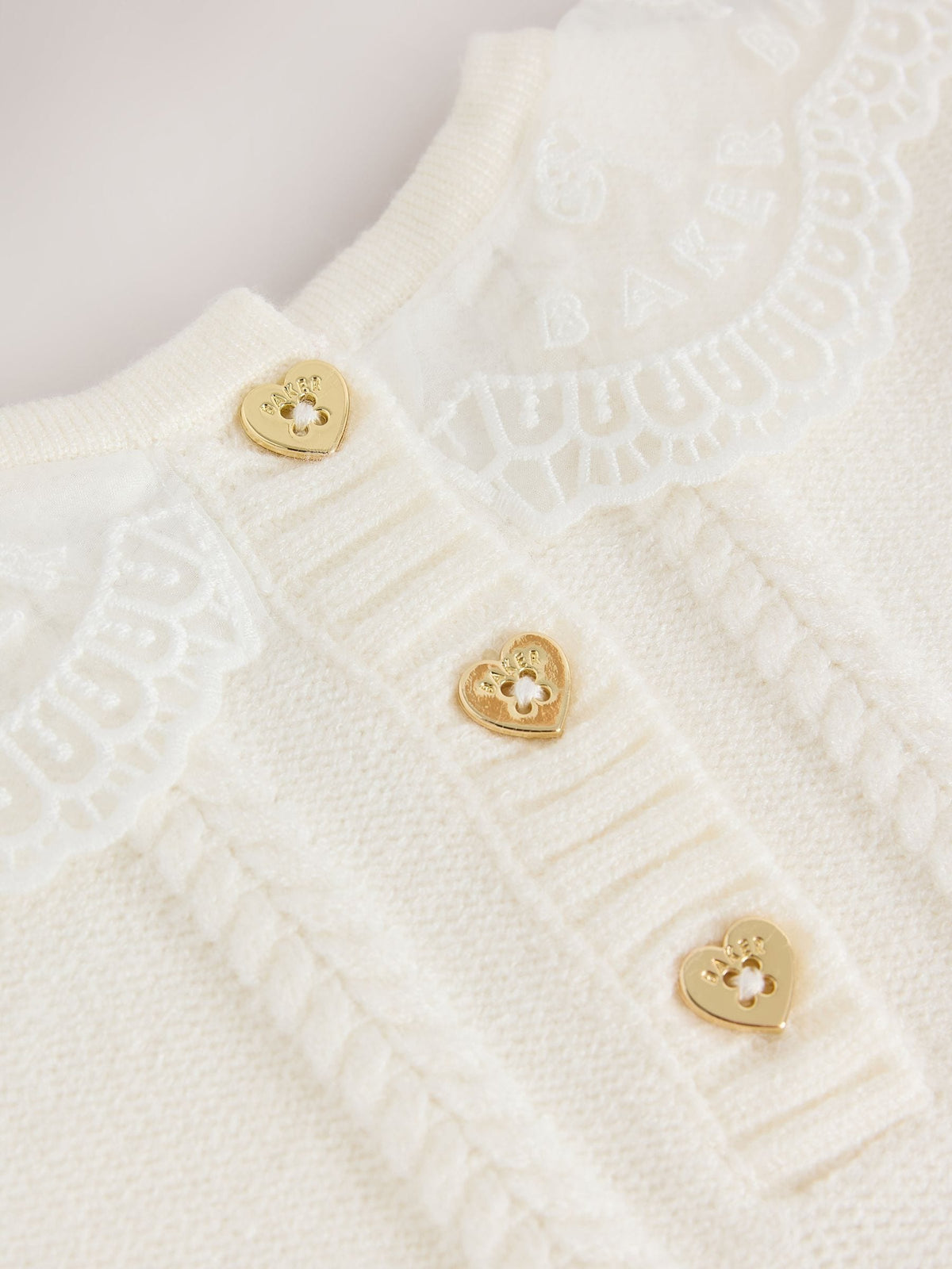 Baker by Ted Baker Cream 2 Piece Organza Collared Cable Knit Set