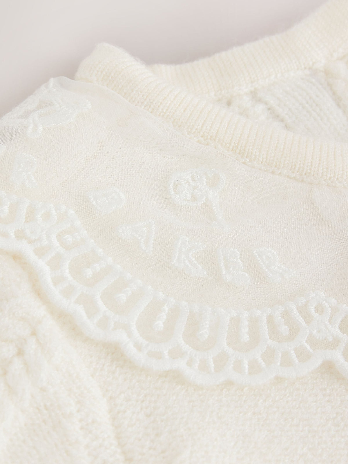 Baker by Ted Baker Cream 2 Piece Organza Collared Cable Knit Set