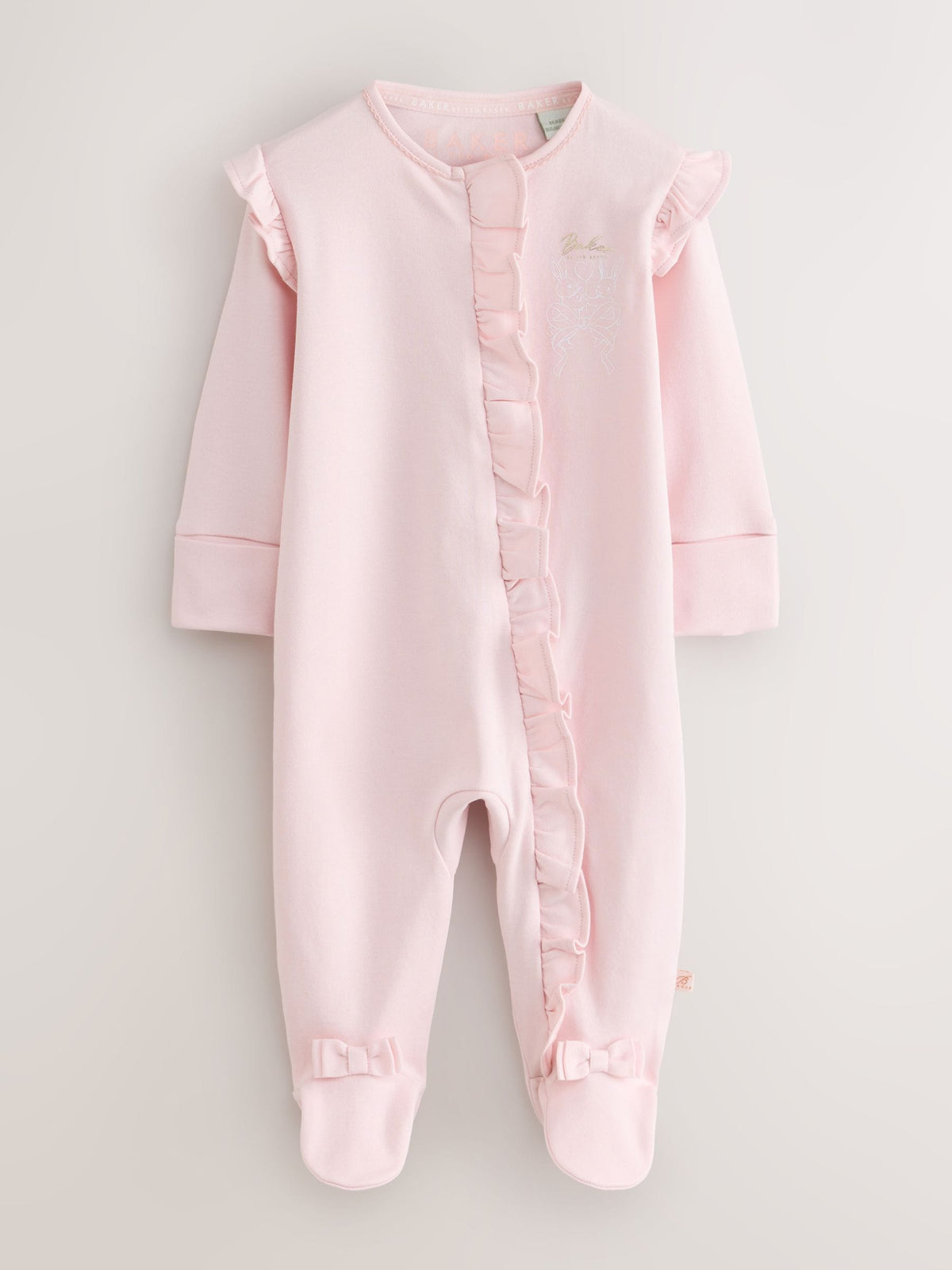 Baker by Ted Baker White/Pink Cotton Printed Sleepsuits 3 Pack