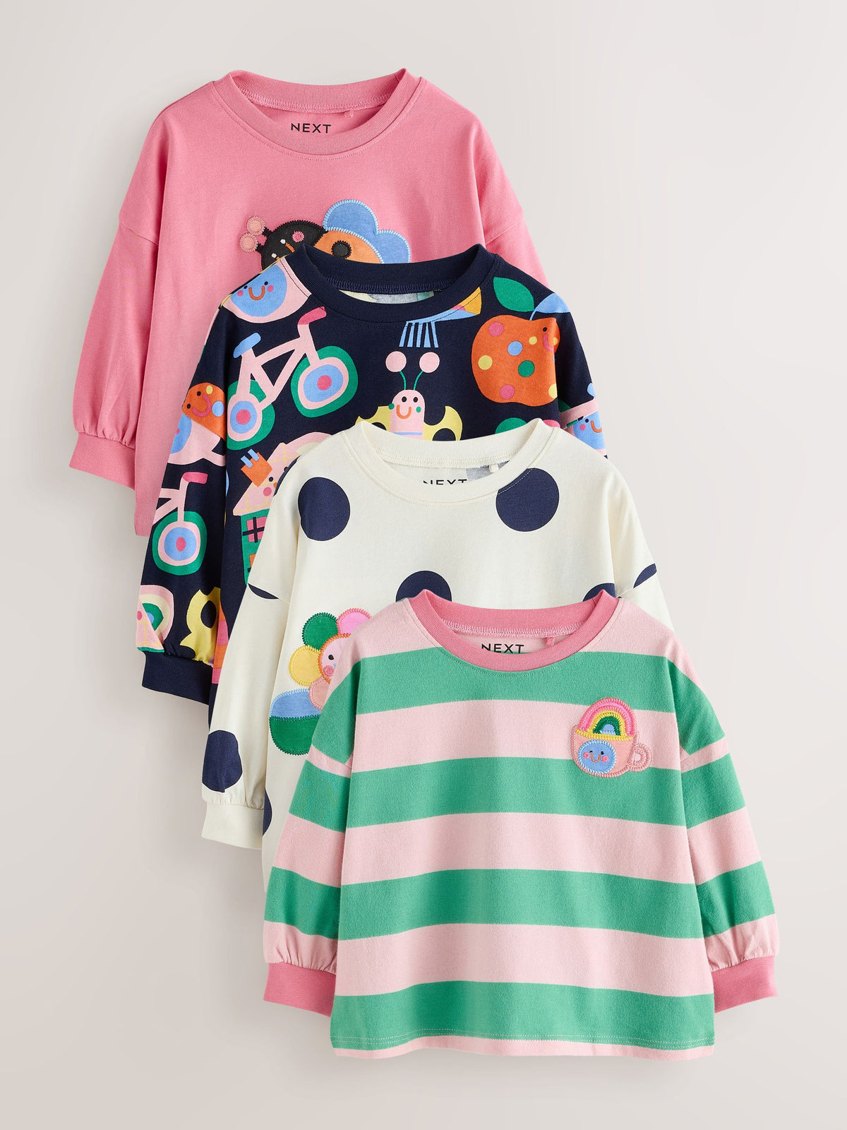 Navy Ladybird Long Sleeve T-Shirts 4 Pack (3mths-7yrs)