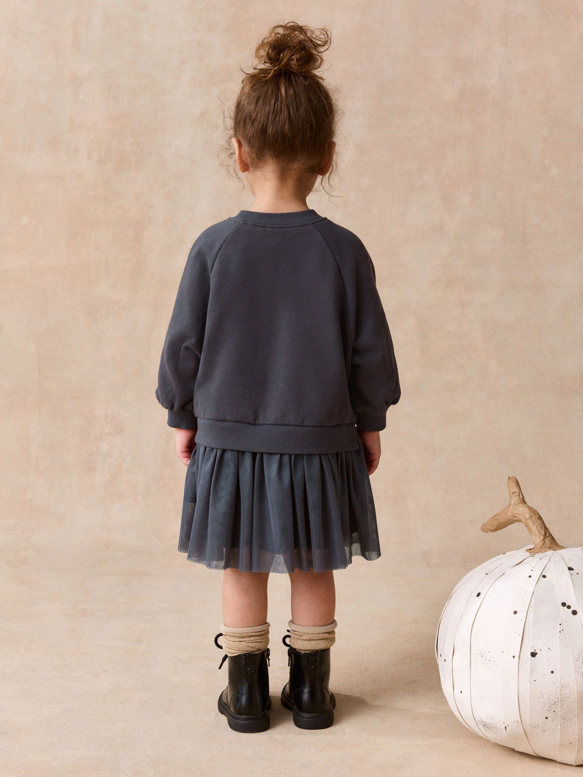 Black Cat Long Sleeve Sweat Mesh Dress (3mths-7yrs)