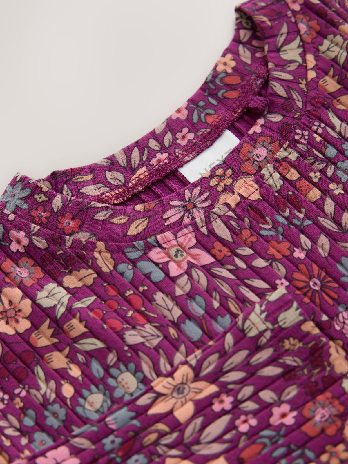 Burgandy Floral Long Sleeve Ribbed Mesh Dress (3mths-7yrs)