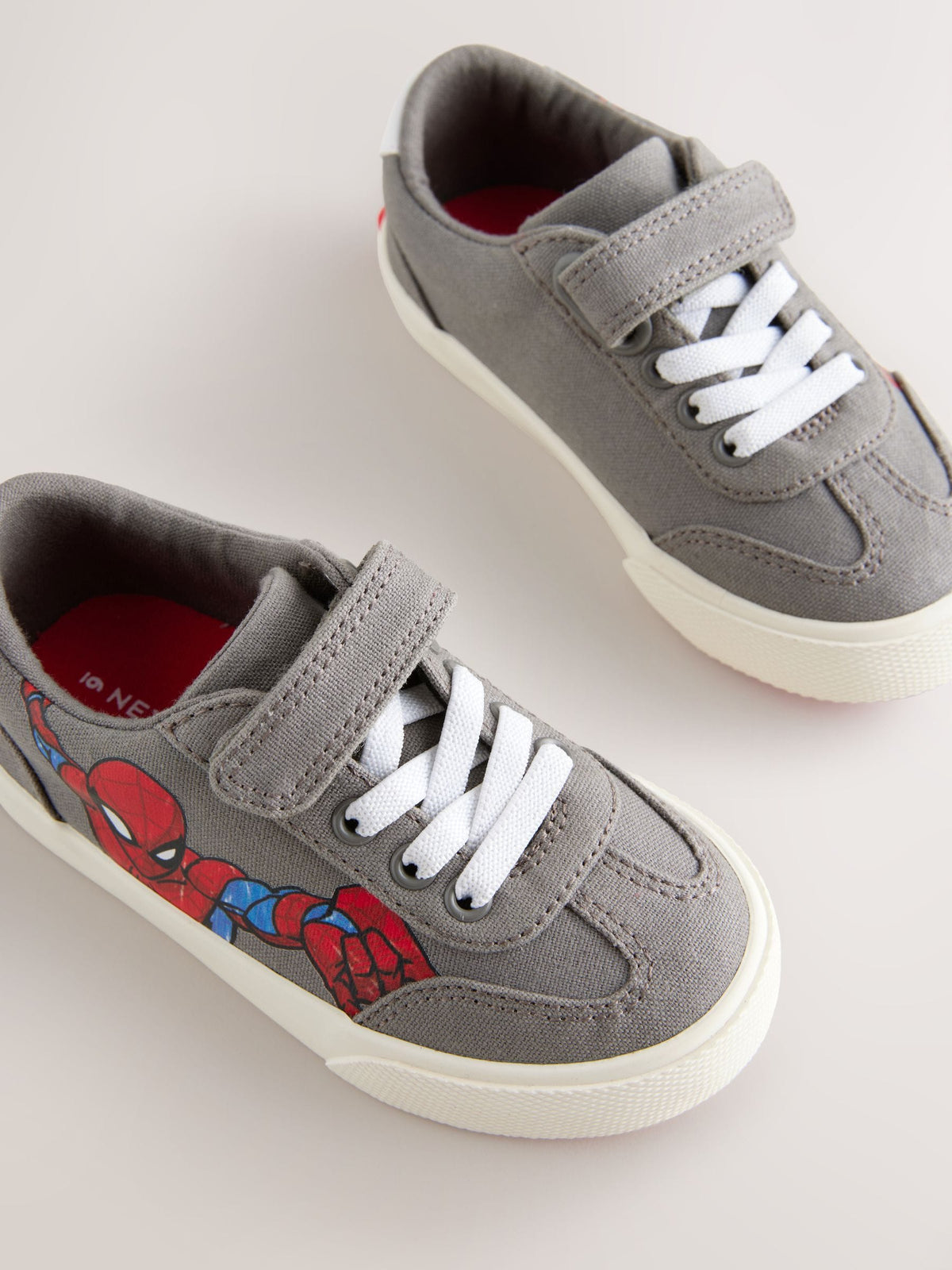 Grey Wide Fit (G) Spiderman Touch Fastening Elastic Lace Trainers