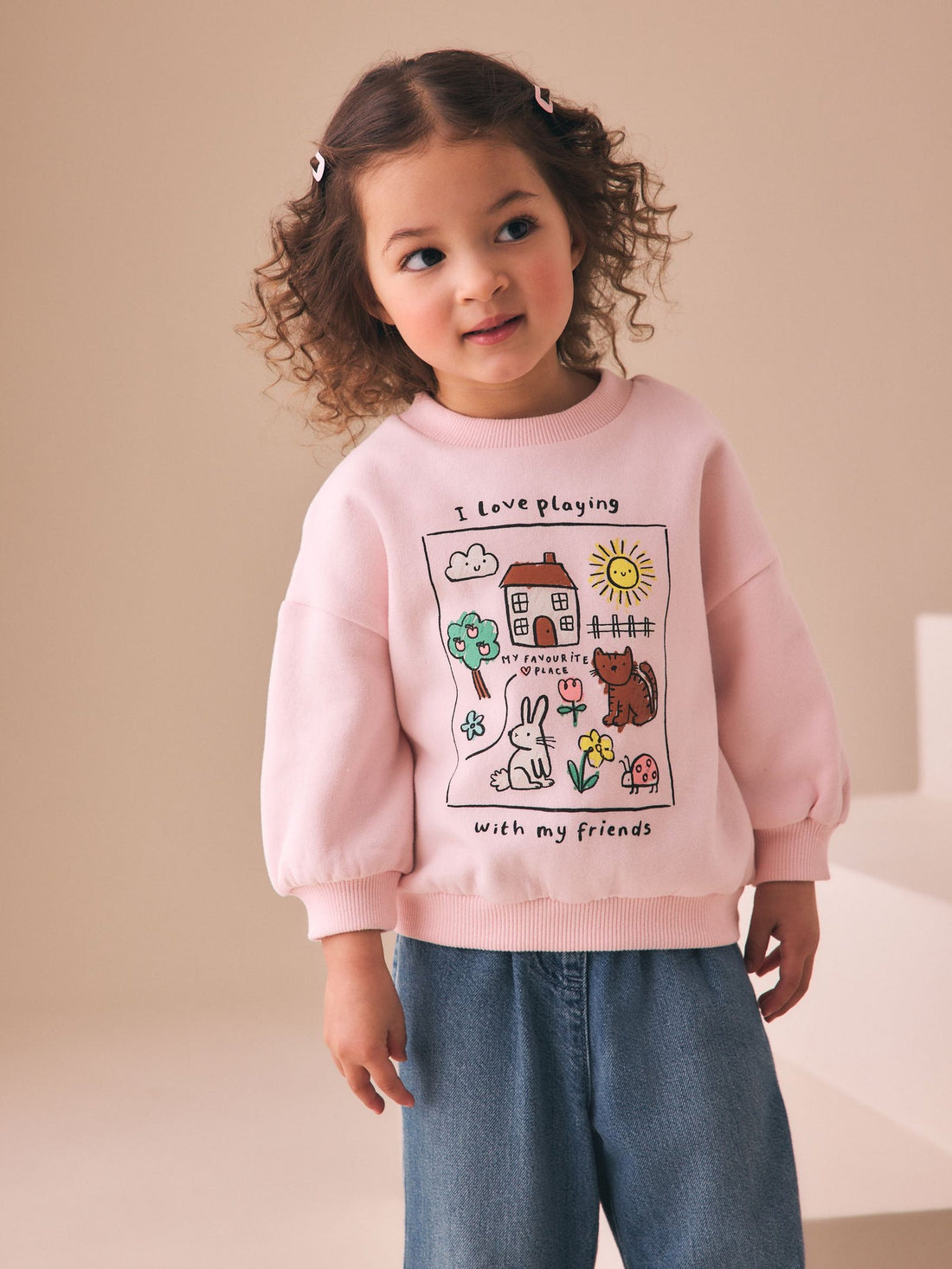 Light Pink House Crew Neck Sweatshirt (3mths-7yrs)