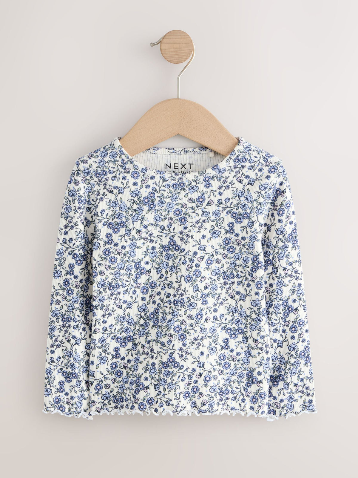 Ecru Blue Ditsy Floral Rib Long Sleeve T-Shirt (3mths-7yrs)
