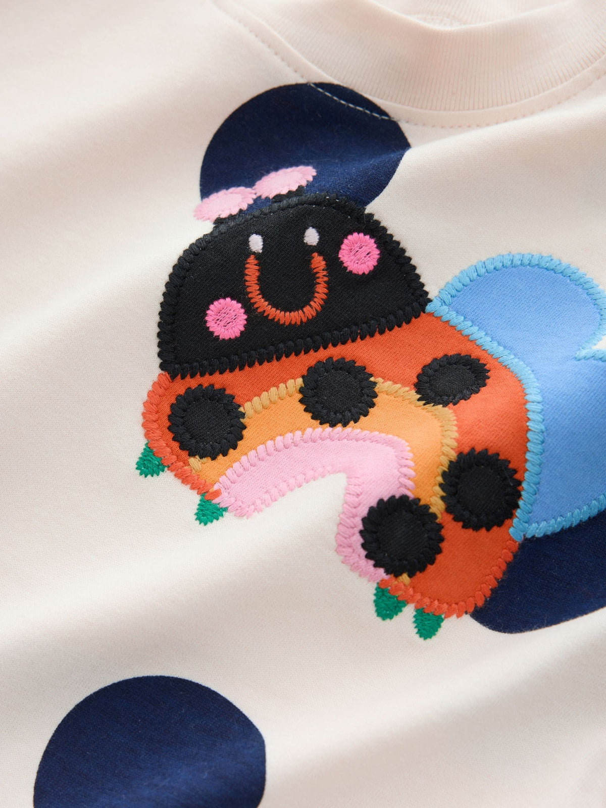 Cream/Navy Ladybird Long Sleeve T-Shirt (3mths-7yrs)