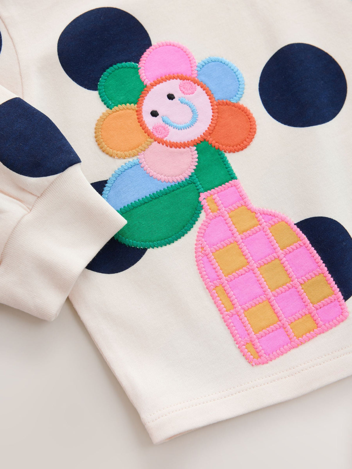 Cream/Navy Ladybird Long Sleeve T-Shirt (3mths-7yrs)
