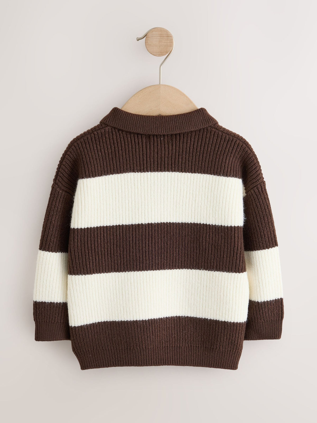 Brown/Cream Knitted Stripe Rugby Polo Shirt (3mths-7yrs)