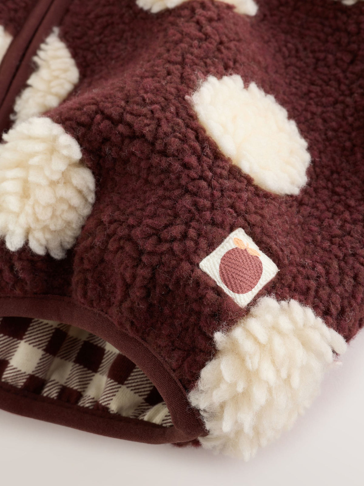 Brown/Ecru Spot Hooded Zip Up Fleece (3mths-7yrs)