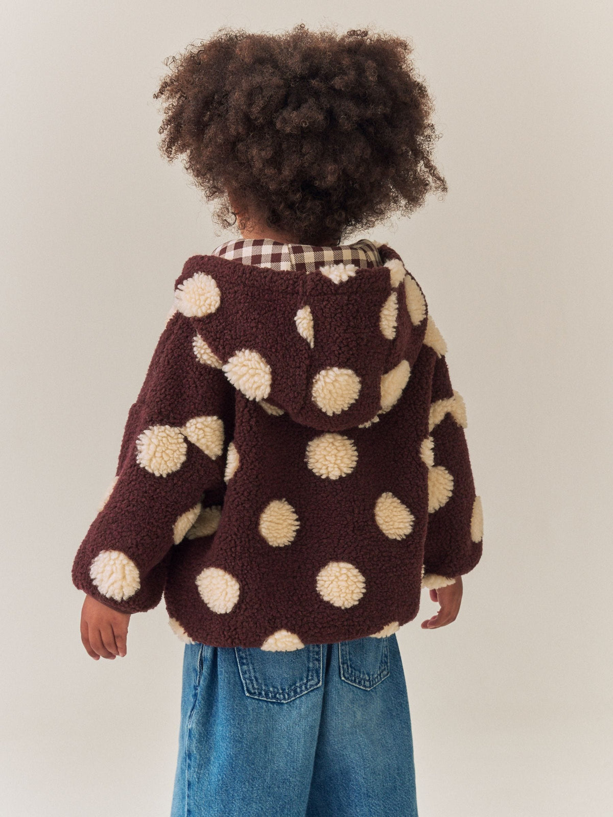 Brown/Ecru Spot Hooded Zip Up Fleece (3mths-7yrs)