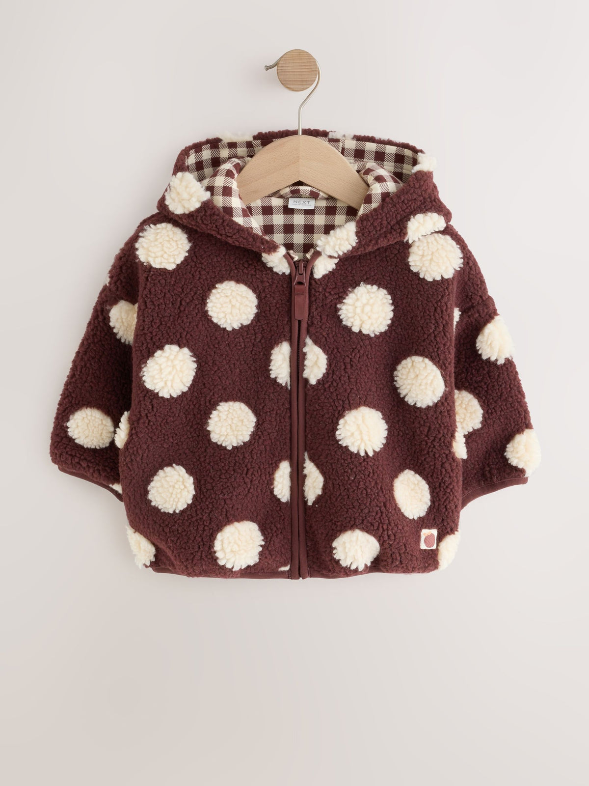 Brown/Ecru Spot Hooded Zip Up Fleece (3mths-7yrs)