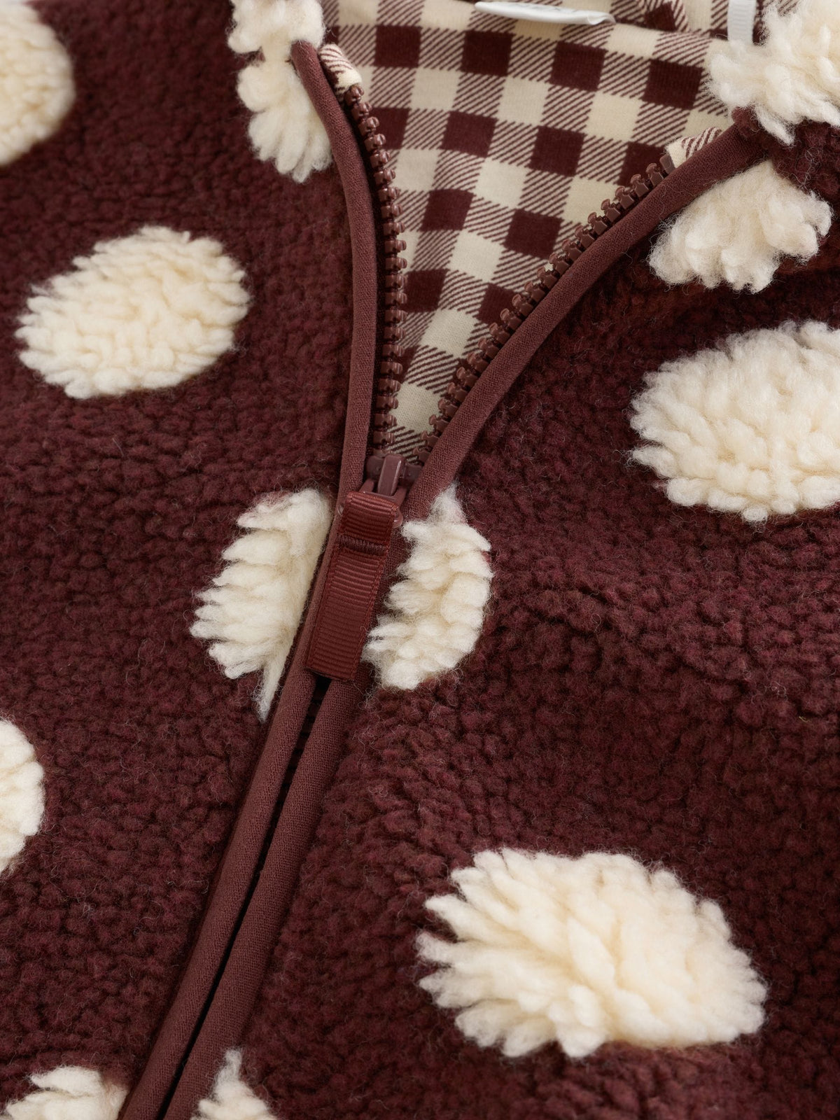 Brown/Ecru Spot Hooded Zip Up Fleece (3mths-7yrs)