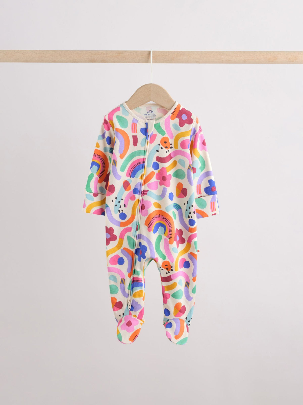 Bright Rainbow Two Way Zip Sleepsuits 3 Pack (0mths-2yrs)
