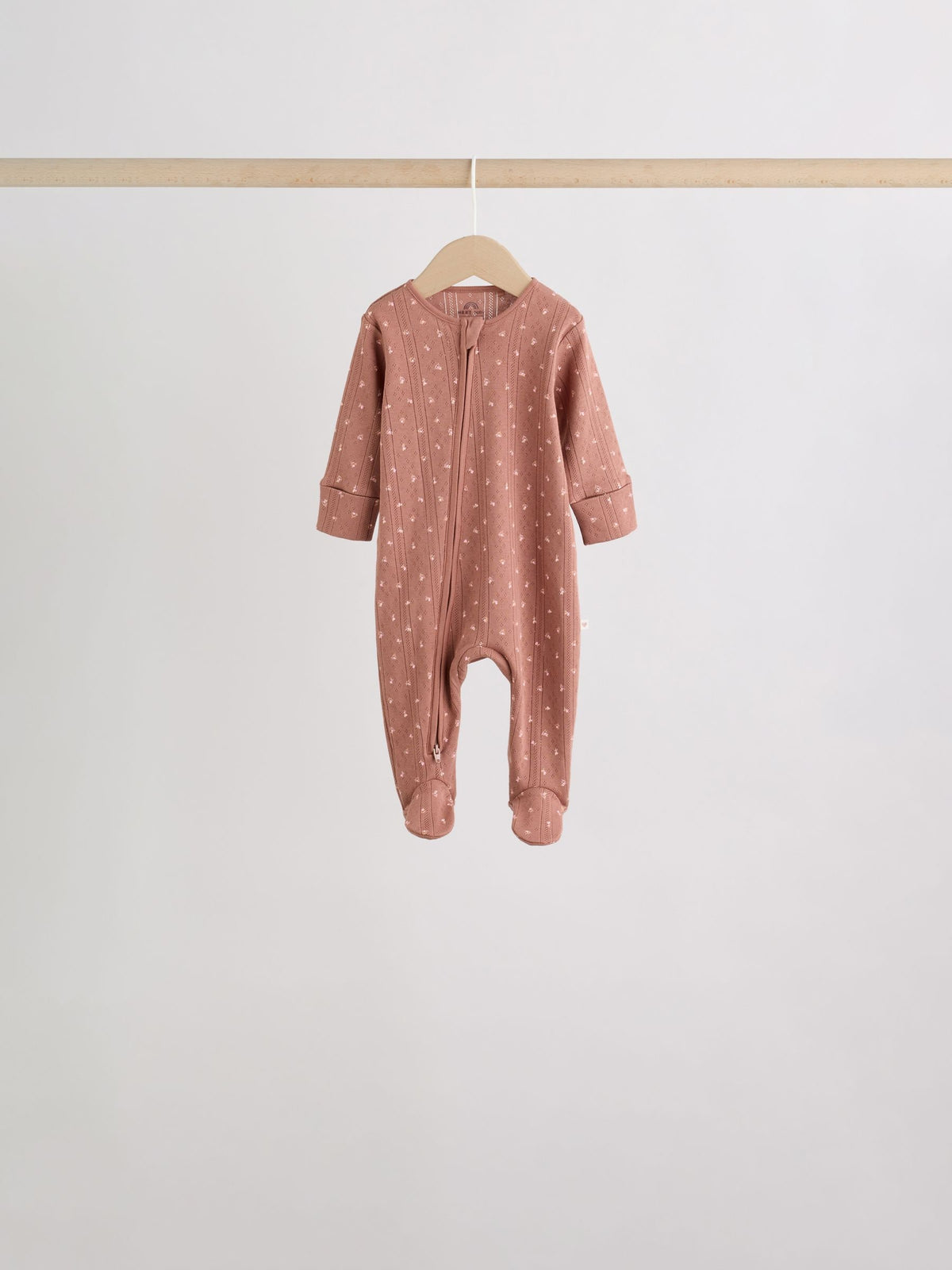 Brown Ditsy Floral 5 Pack Two Way Zip Baby Sleepsuit (0-2yrs)