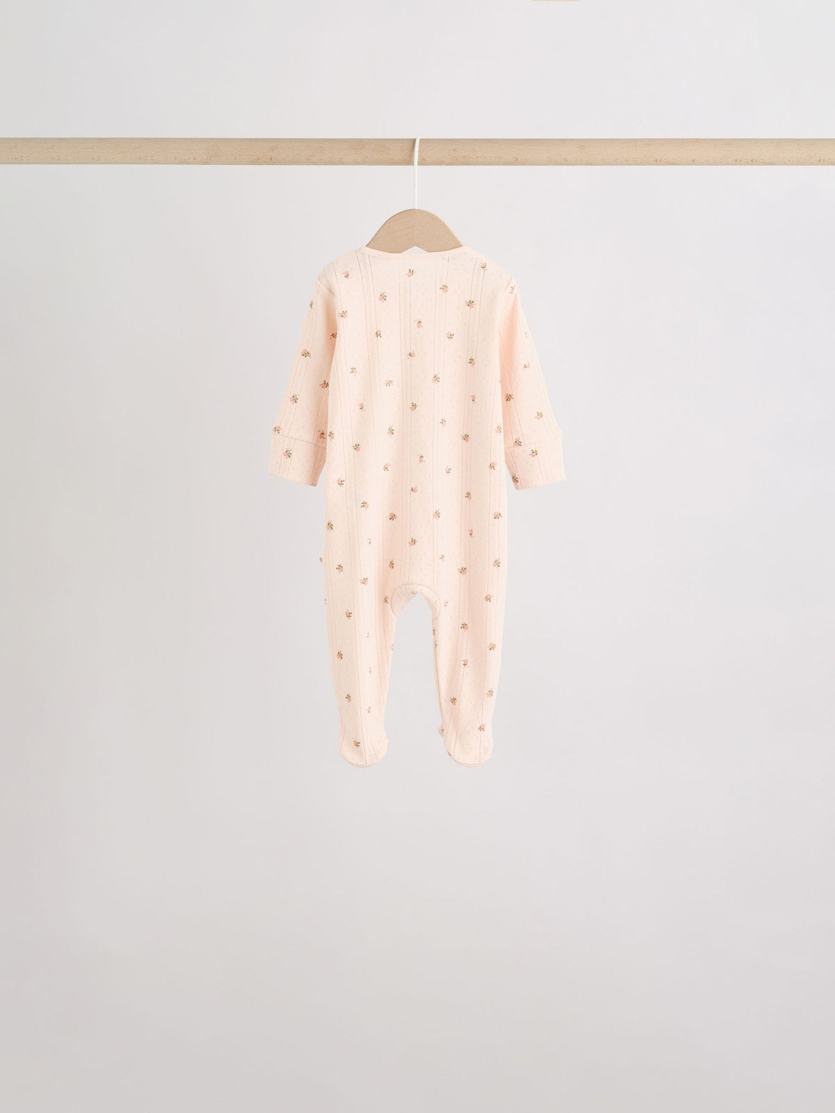 Brown Ditsy Floral 5 Pack Two Way Zip Baby Sleepsuit (0-2yrs)