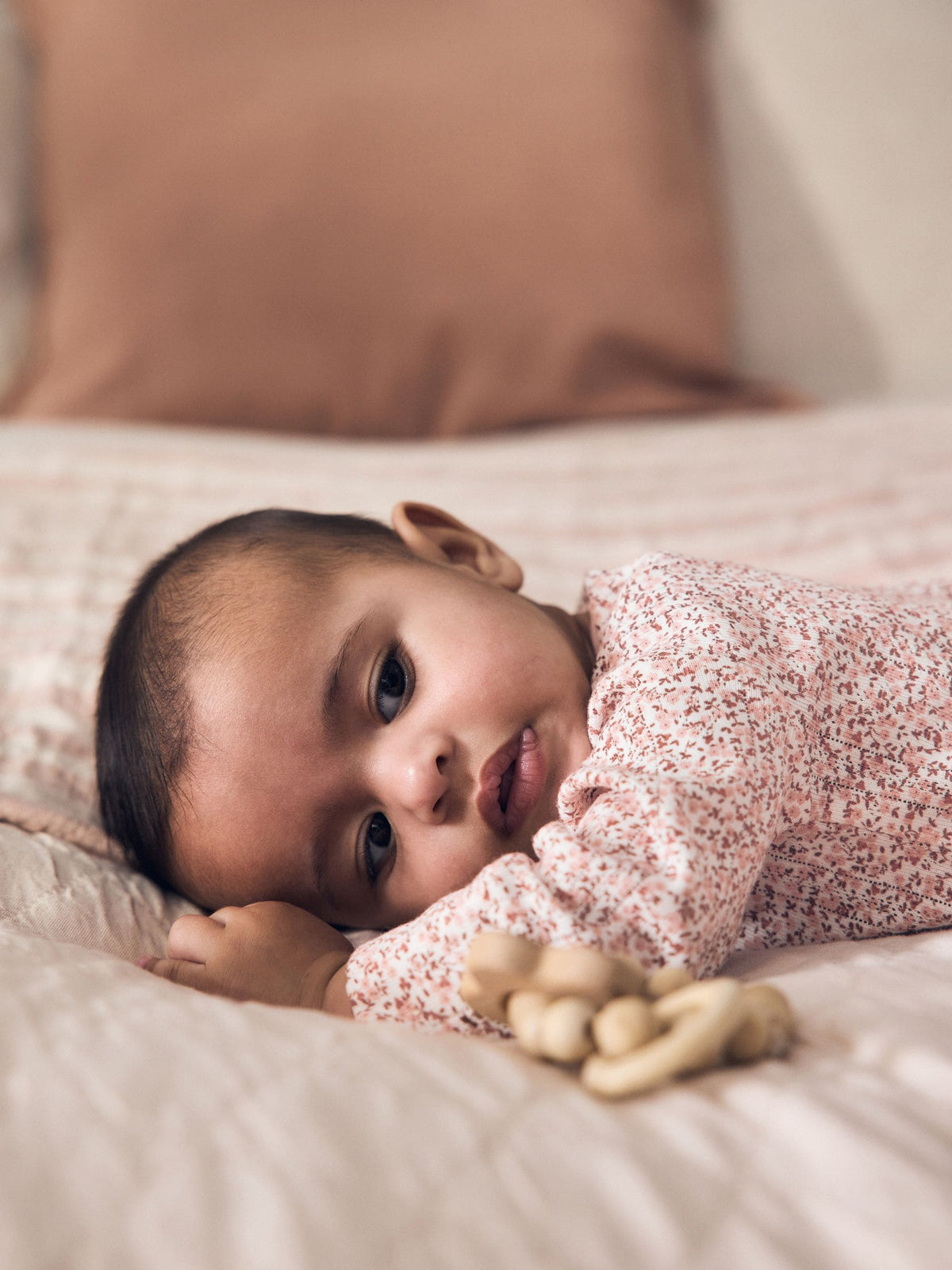 Brown Ditsy Floral 5 Pack Two Way Zip Baby Sleepsuit (0-2yrs)
