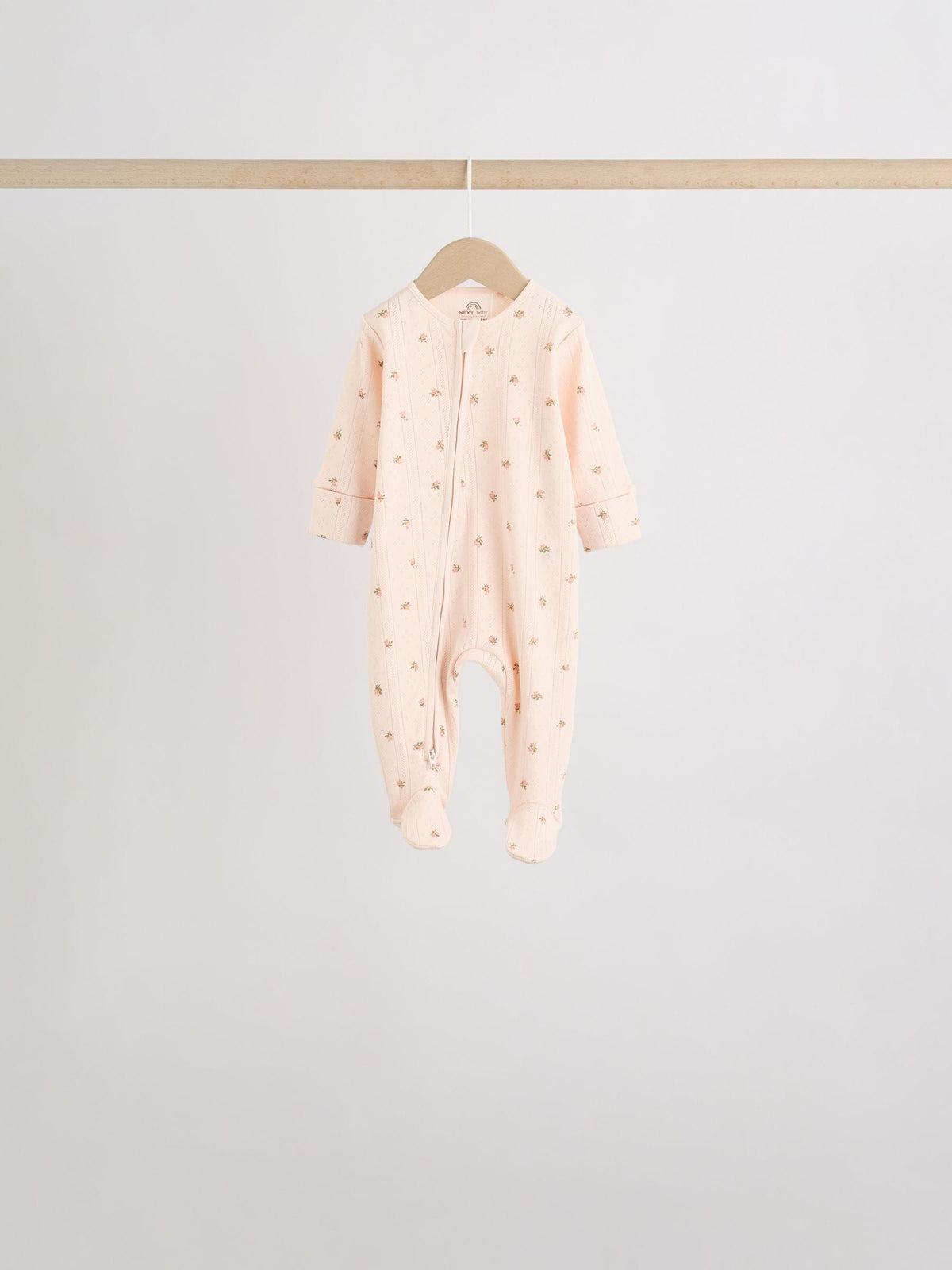Brown Ditsy Floral 5 Pack Two Way Zip Baby Sleepsuit (0-2yrs)