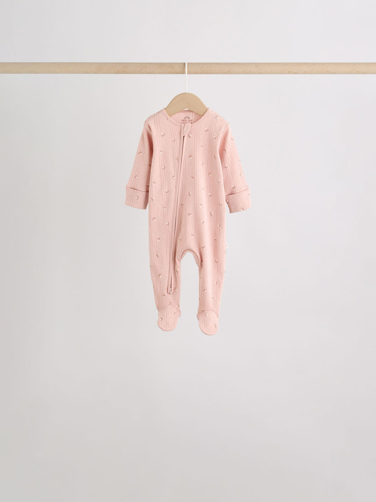 Brown Ditsy Floral 5 Pack Two Way Zip Baby Sleepsuit (0-2yrs)