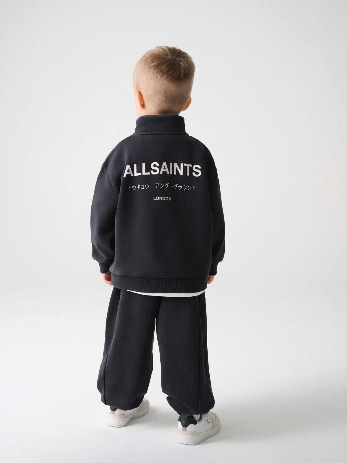 smALLSAINTS Washed Black Underground Funnel Neck Sweat Top & Jogger Set