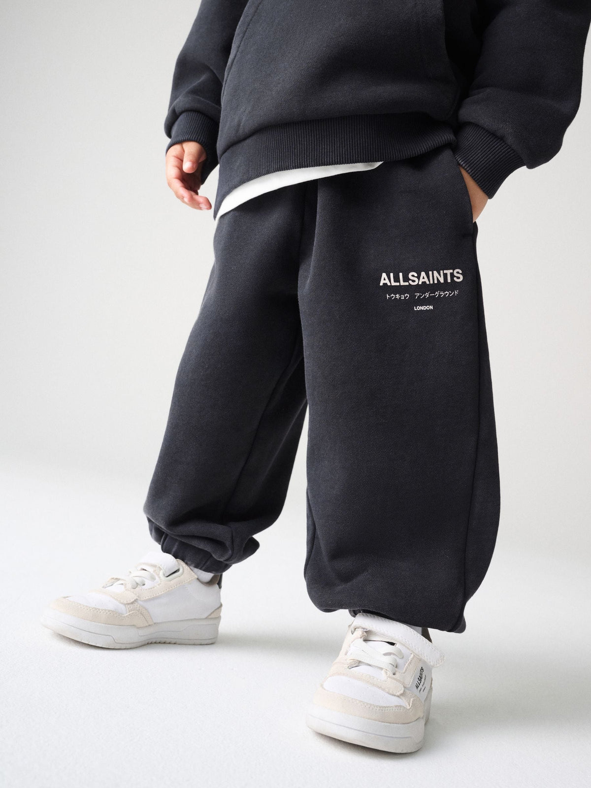 smALLSAINTS Washed Black Underground Funnel Neck Sweat Top & Jogger Set
