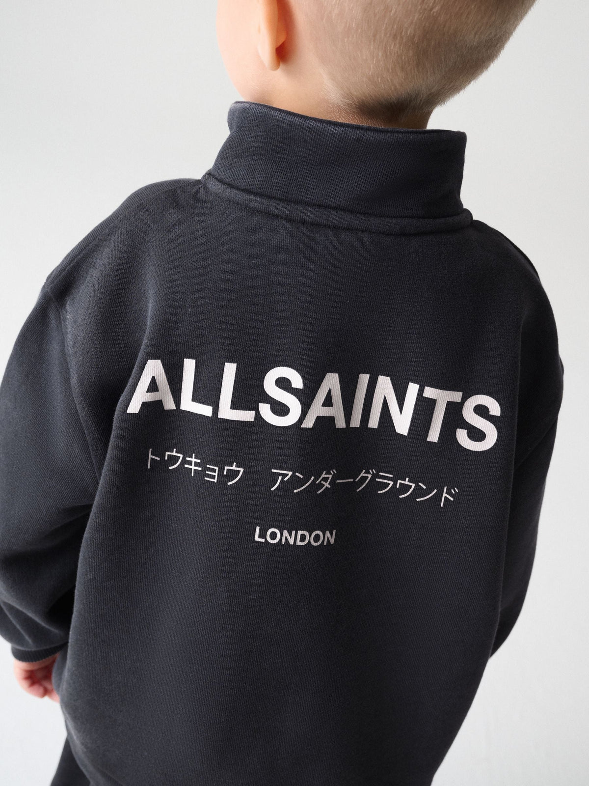 smALLSAINTS Washed Black Underground Funnel Neck Sweat Top & Jogger Set