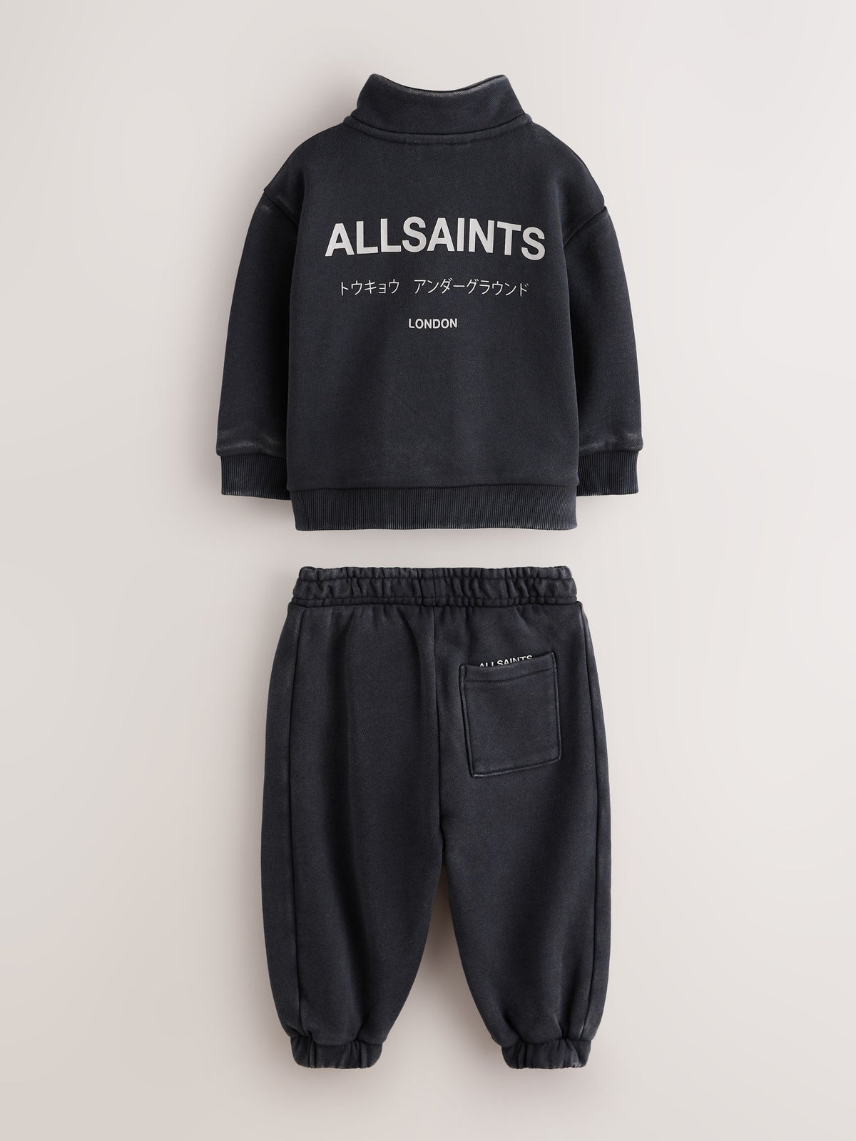 smALLSAINTS Washed Black Underground Funnel Neck Sweat Top & Jogger Set