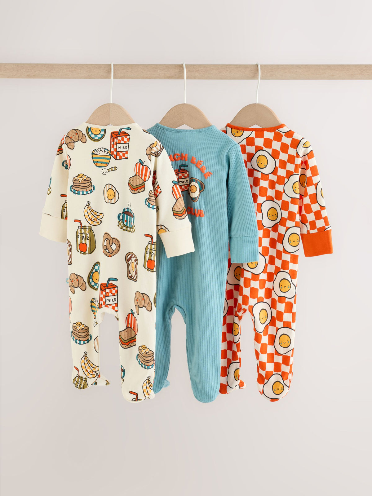Blue/Orange Brunch Baby Sleepsuits 3 Pack (0mths-2yrs)