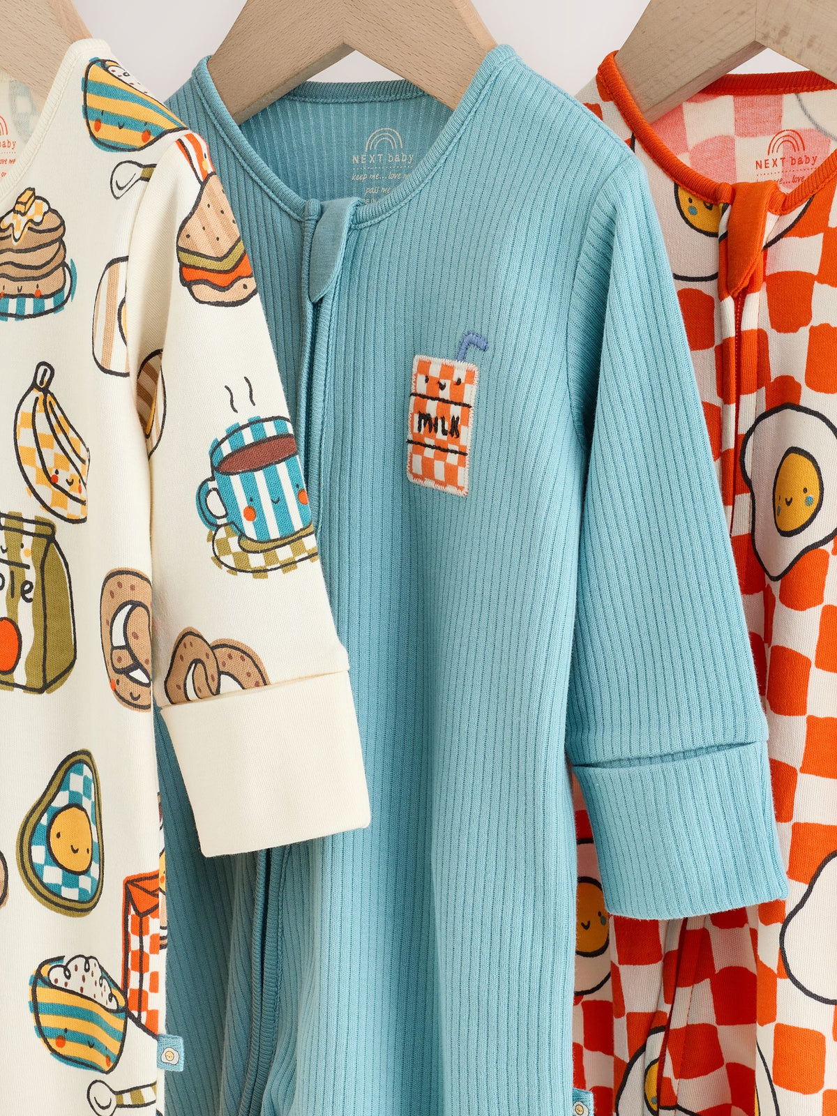 Blue/Orange Brunch Baby Sleepsuits 3 Pack (0mths-2yrs)