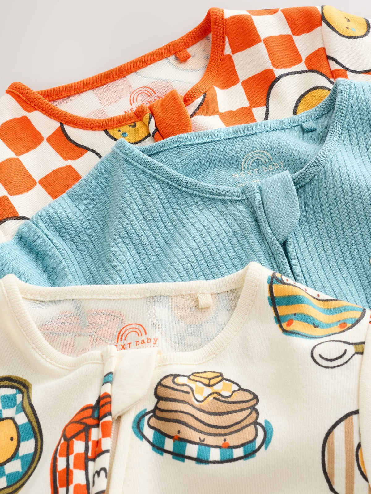 Blue/Orange Brunch Baby Sleepsuits 3 Pack (0mths-2yrs)