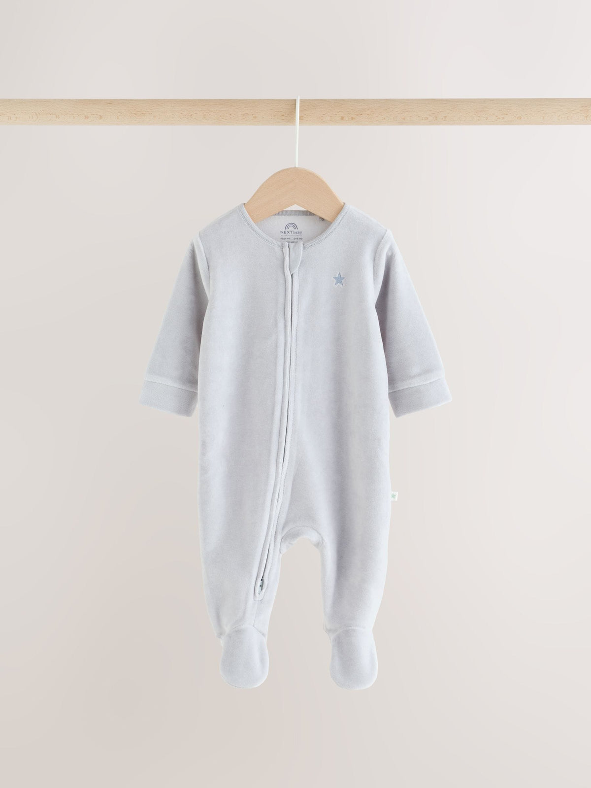 Blue Velour Two Way Zip Baby Sleepsuits 2 Pack (0mths-2yrs)