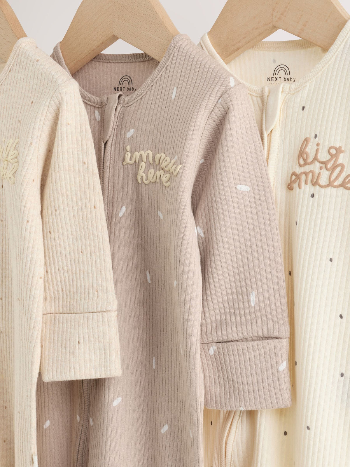 Neutral Milk Club 3 Pack Two Way Zip Baby Sleepsuit (0-2yrs)