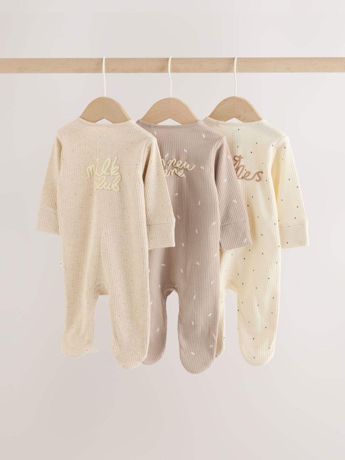 Neutral Milk Club Two Way Zip Sleepsuits 3 Pack (0-2yrs)