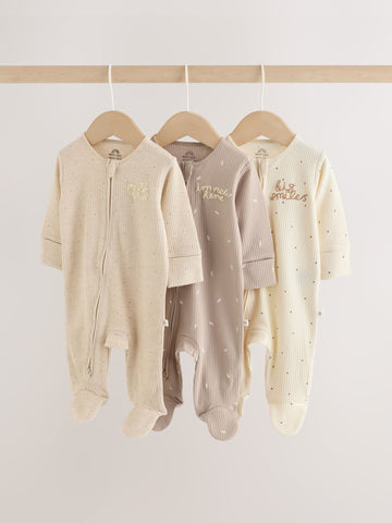 Neutral Milk Club Two Way Zip Sleepsuits 3 Pack (0-2yrs)
