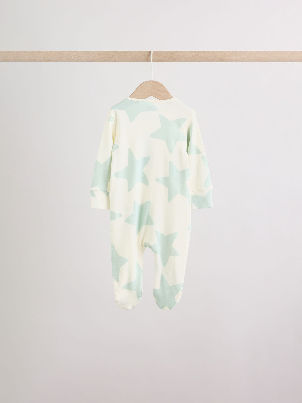 Green Star Two Way Zip Baby Sleepsuits 5 Pack (0-2yrs)