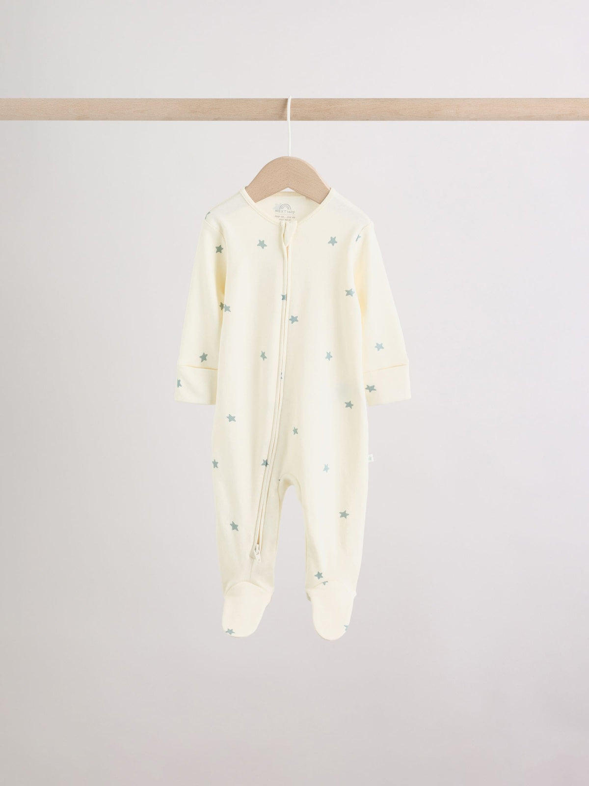 Green Star Two Way Zip Baby Sleepsuits 5 Pack (0-2yrs)