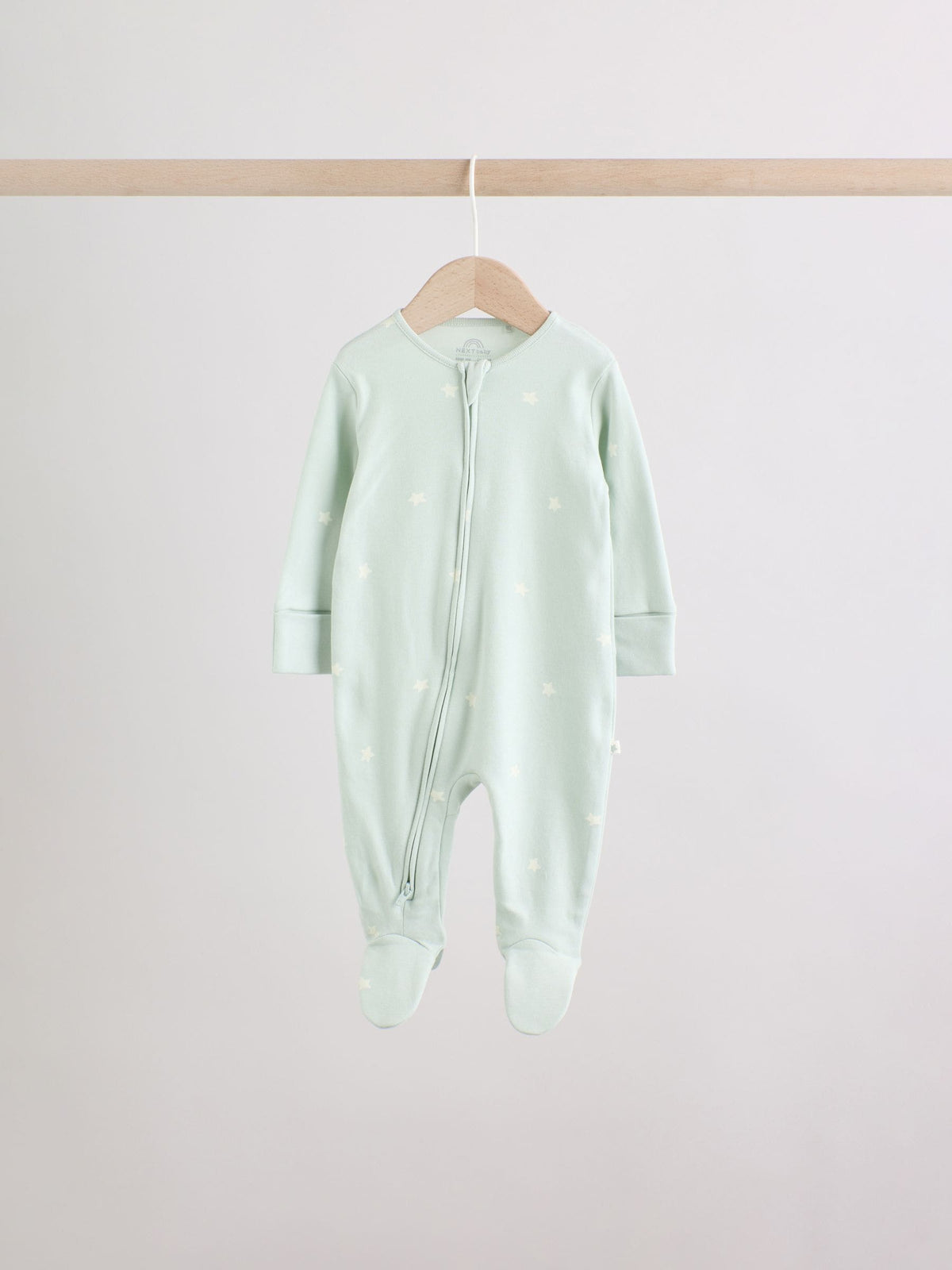 Green Star Two Way Zip Baby Sleepsuits 5 Pack (0-2yrs)