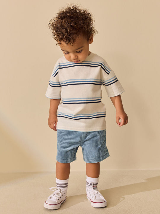 Mid Blue Corduroy Pull On Shorts (3mths-7yrs)