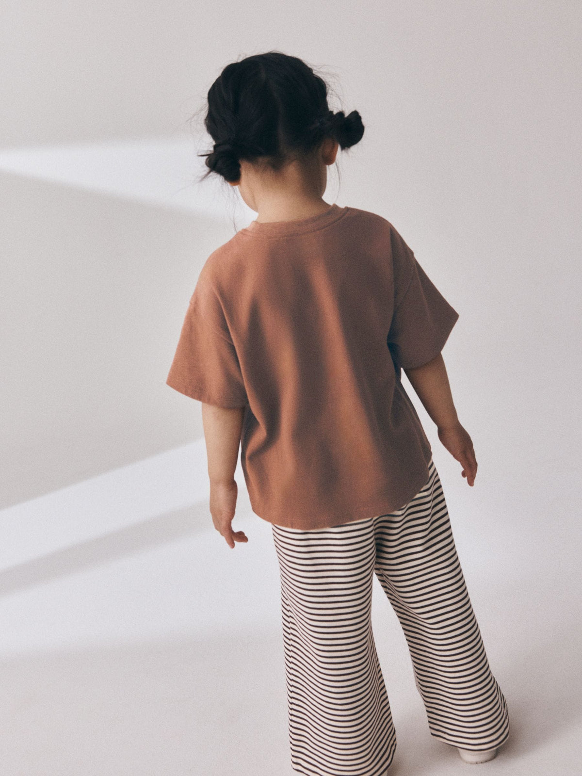 Brown Heart Stripe Short Sleeve T-Shirt and Wide Leg Trousers Set (3mths-7yrs)