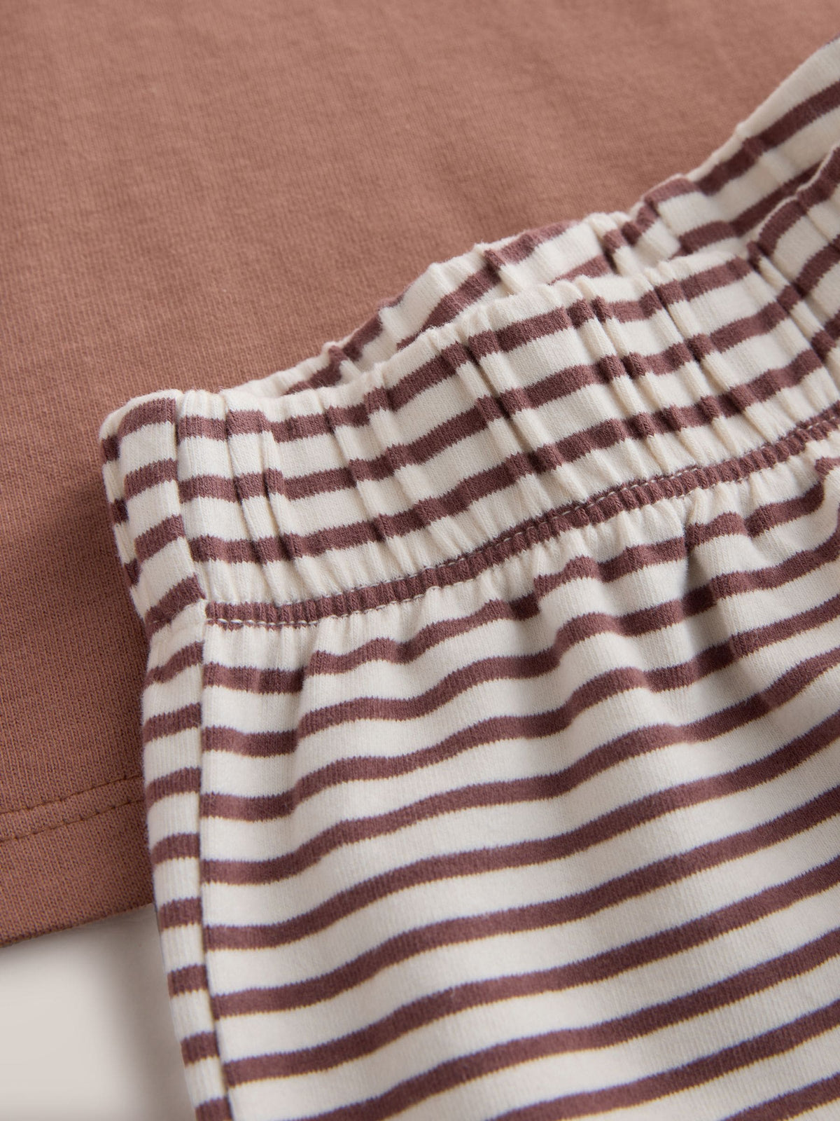 Brown Heart Stripe Short Sleeve T-Shirt and Wide Leg Trousers Set (3mths-7yrs)