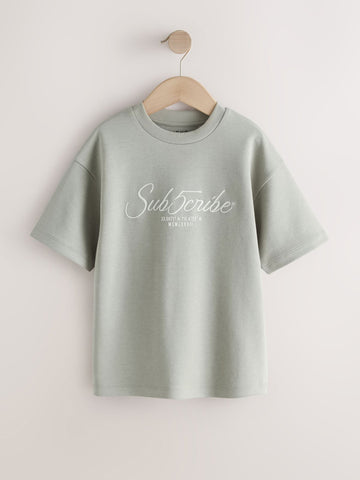 Mineral Green Graphic Heavyweight Short Sleeve T-Shirt (3-16yrs)