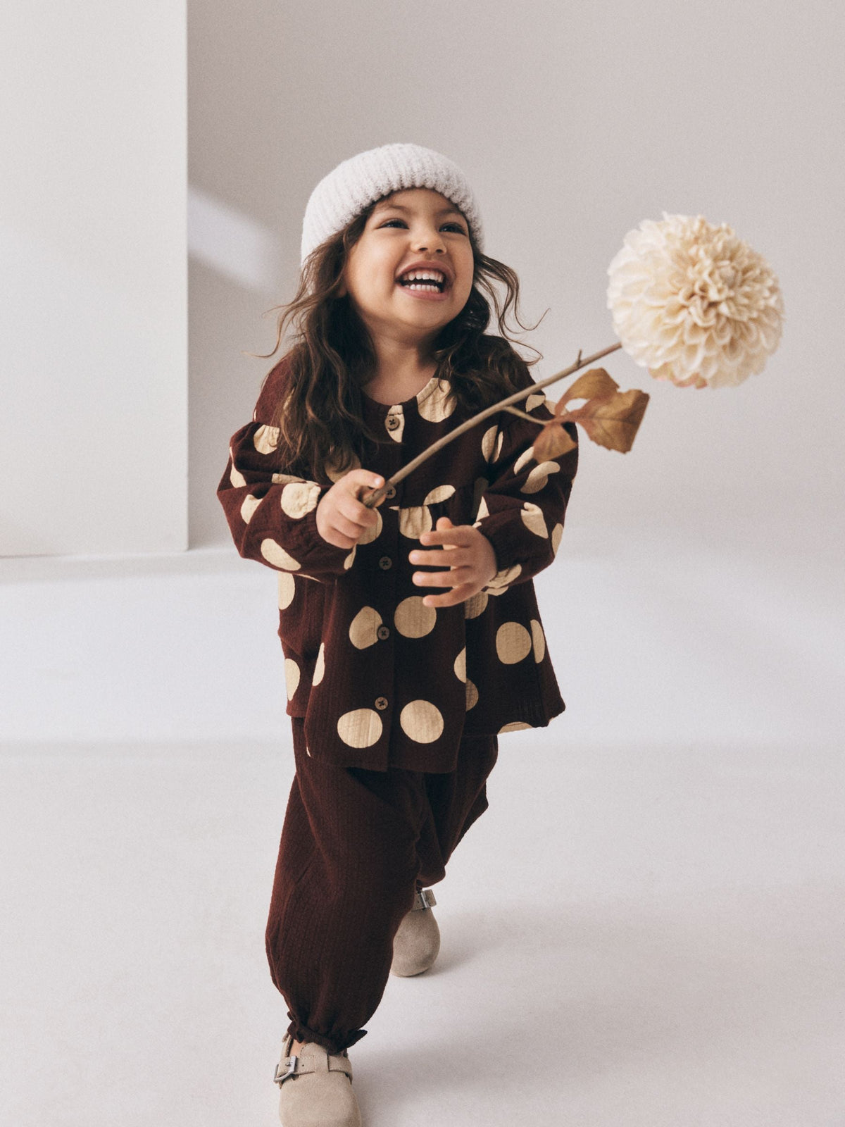 Brown/Cream Long Sleeve Blouse and Bloomer Trousers Set (3mths-7yrs)