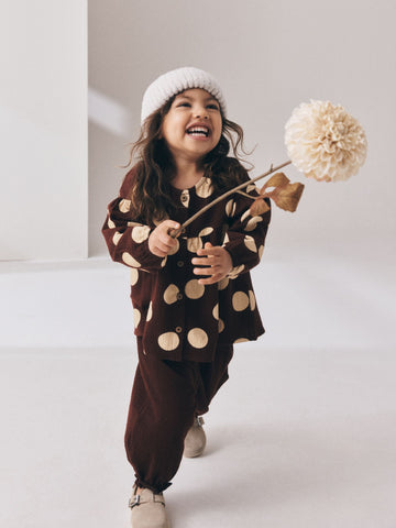 Brown/Cream Long Sleeve Blouse and Bloomer Trousers Set (3mths-7yrs)
