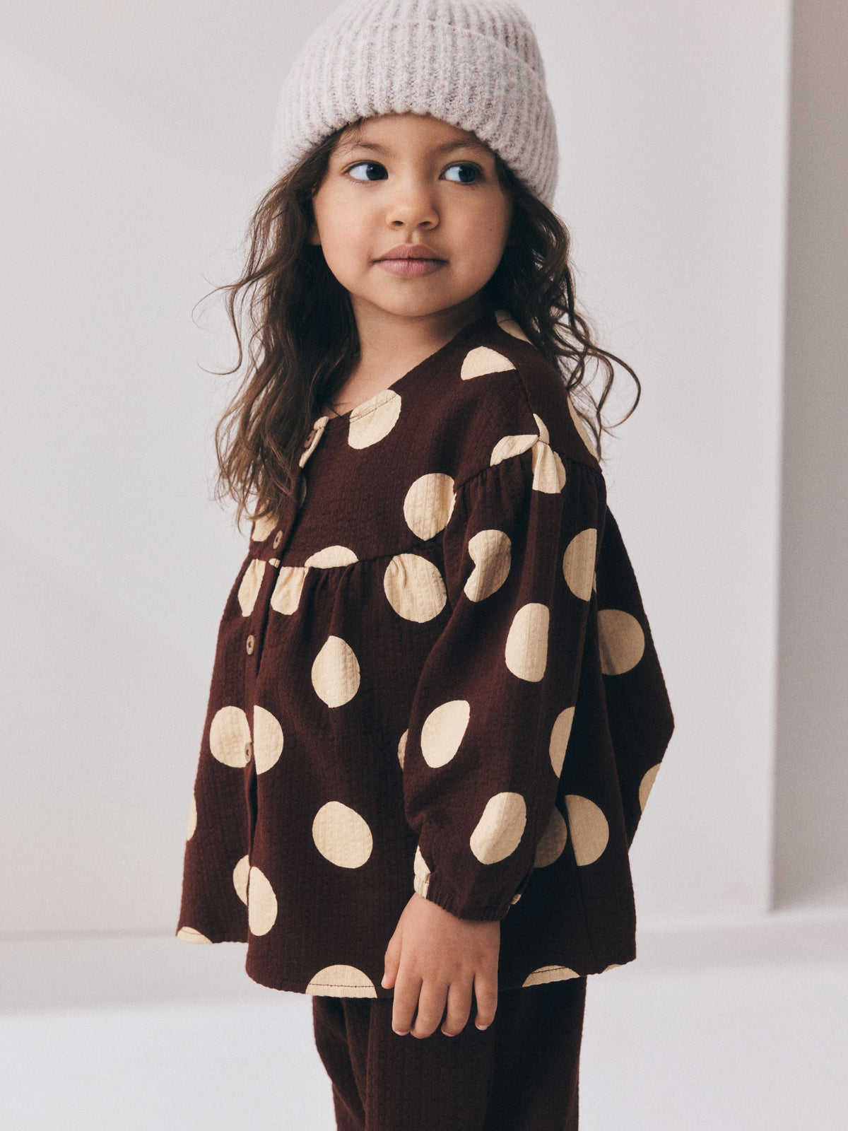 Brown/Cream Long Sleeve Blouse and Bloomer Trousers Set (3mths-7yrs)