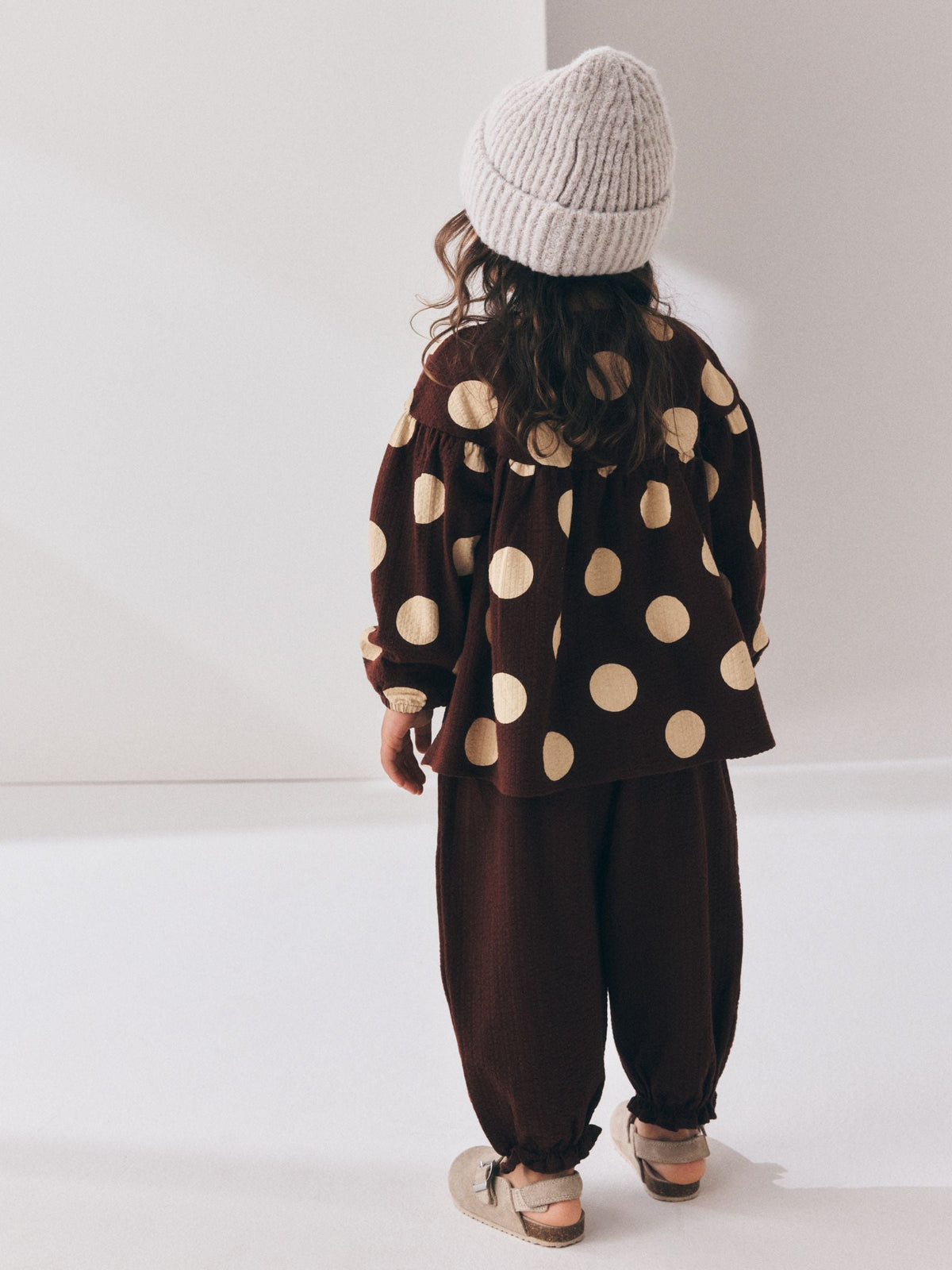 Brown/Cream Long Sleeve Blouse and Bloomer Trousers Set (3mths-7yrs)