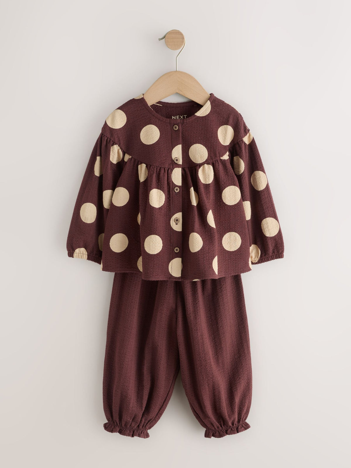 Brown/Cream Long Sleeve Blouse and Bloomer Trousers Set (3mths-7yrs)