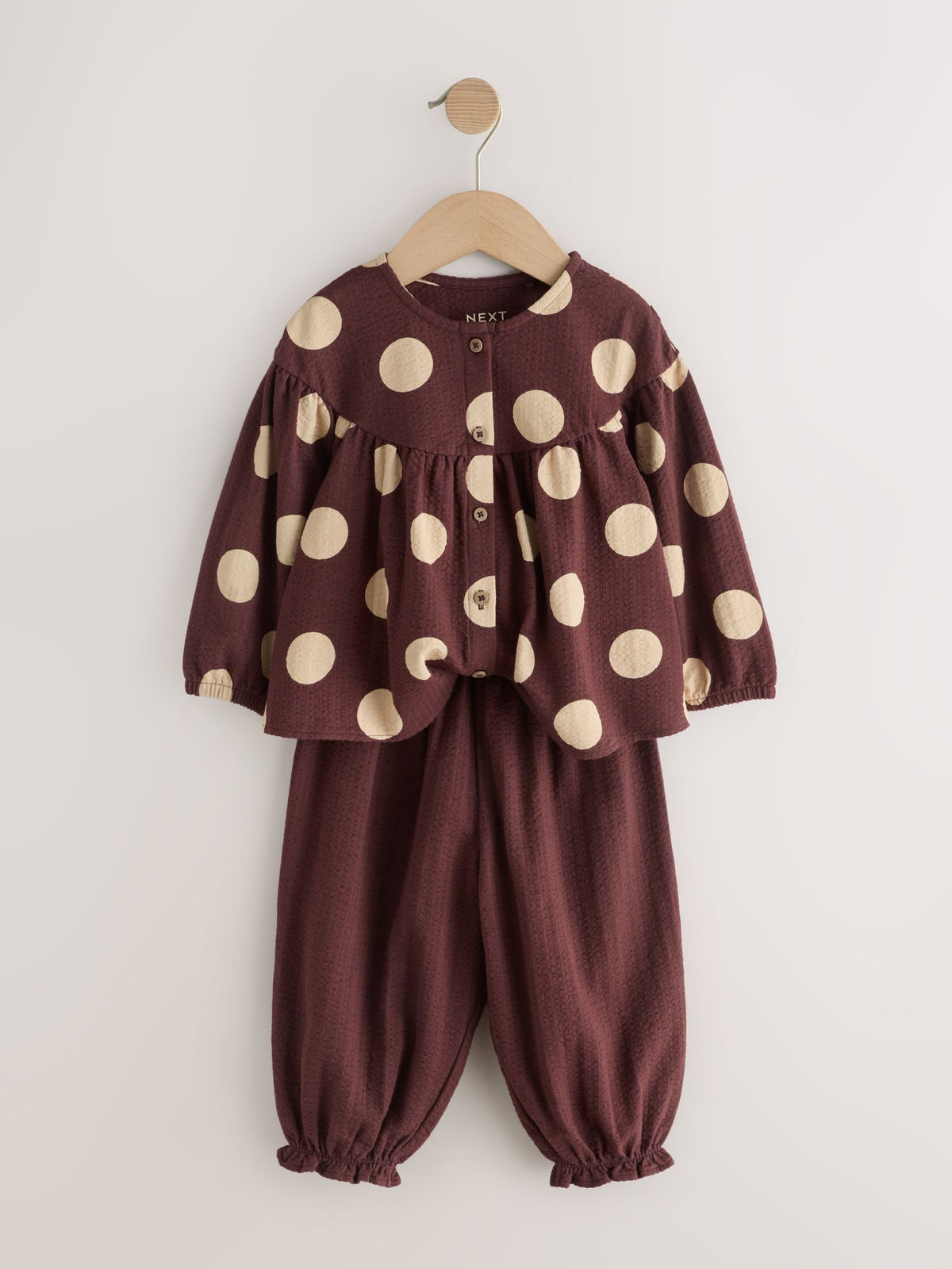 Brown/Cream Long Sleeve Blouse and Bloomer Trousers Set (3mths-7yrs)