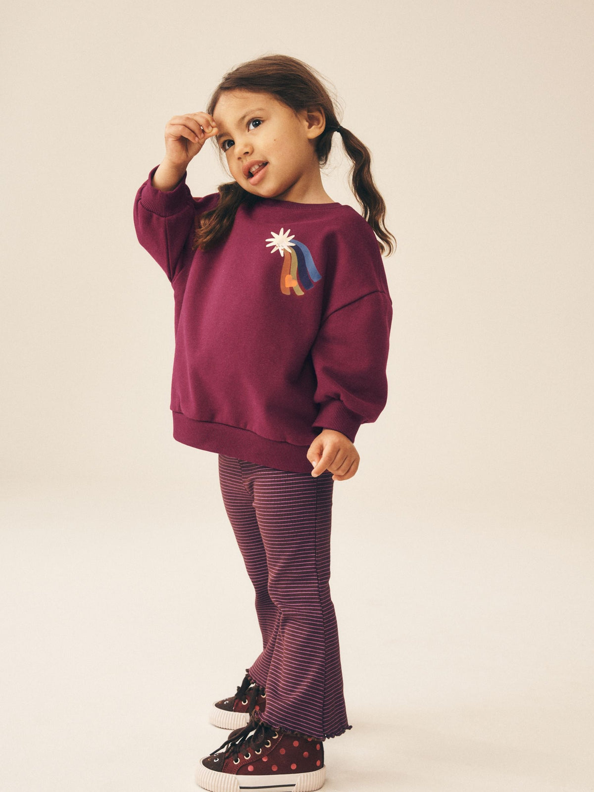 Dark Purple Star Crew Neck Sweatshirt and Flare Leggings Set (3mths-7yrs)