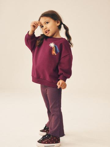 Dark Purple Star Crew Neck Sweatshirt and Flare Leggings Set (3mths-7yrs)