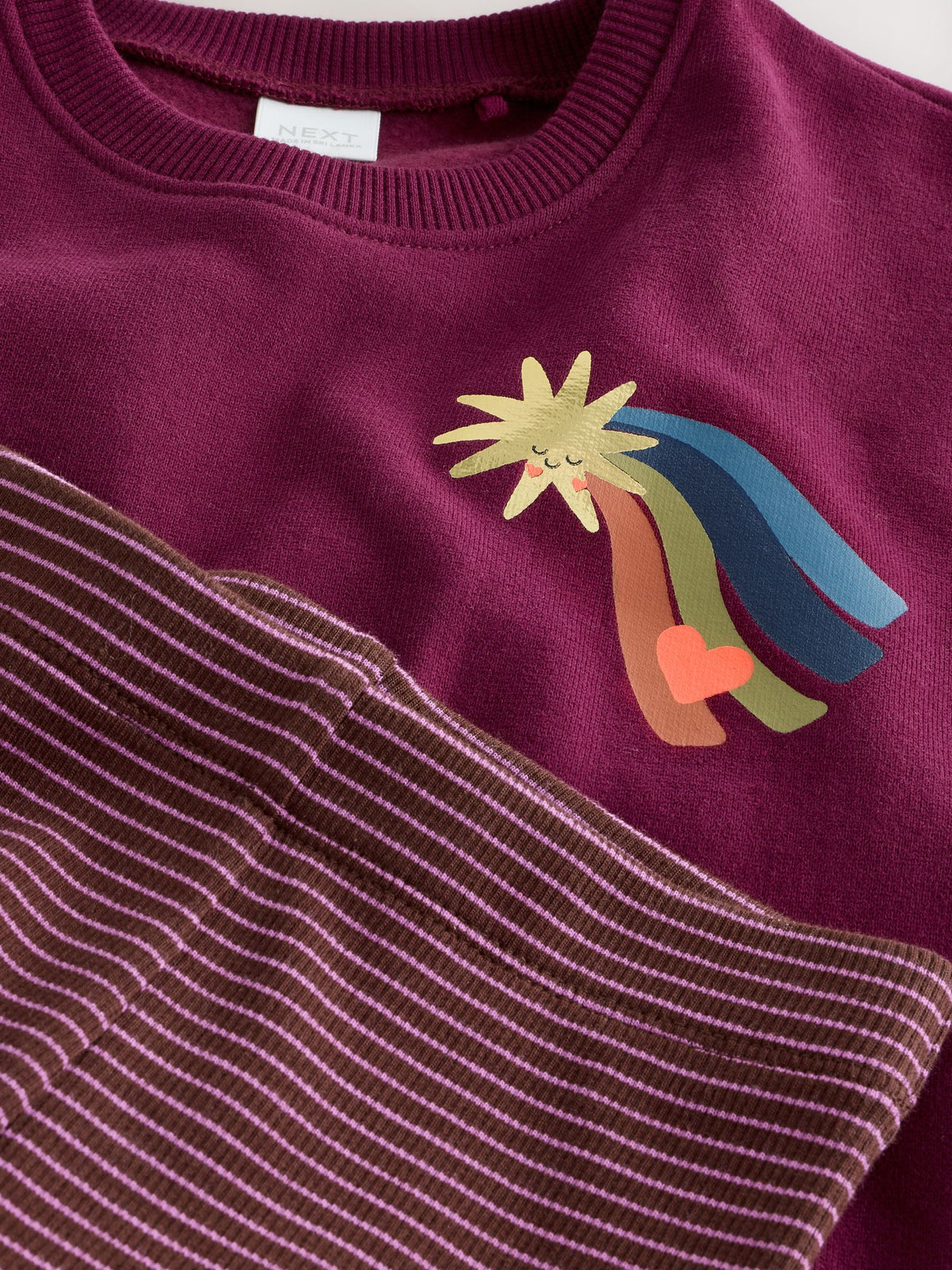 Dark Purple Star Crew Neck Sweatshirt and Flare Leggings Set (3mths-7yrs)
